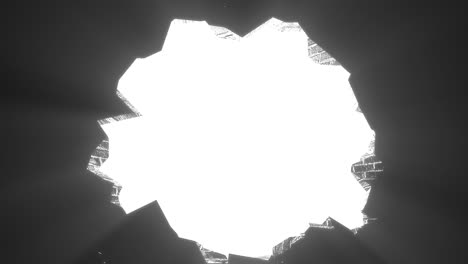 Wall-break-through-demolish-smash-escape-to-white-light-transition-4K